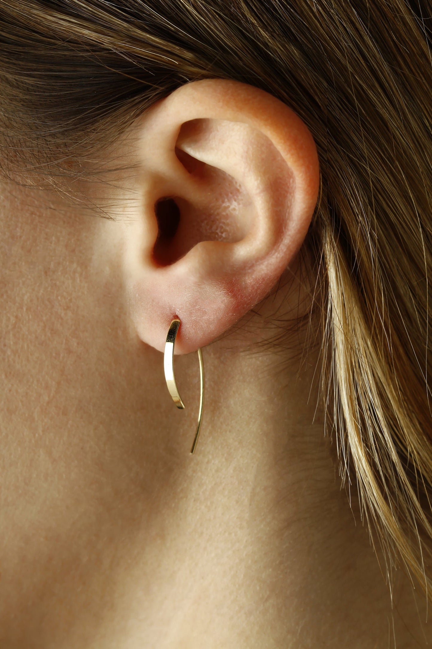 14K Yellow Gold Flat Sweep Earrings (5169654595628)