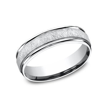 6.5mm Grey Cobalt Swirl Finish Round Edge Wedding Band (9039386607846) (10800540909761)