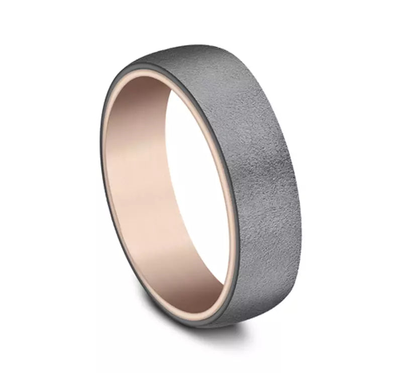 6.5mm Dark Tantalum and 14K Rose Gold Satin Finish Wedding Band (9039387984102) (10800539533505)