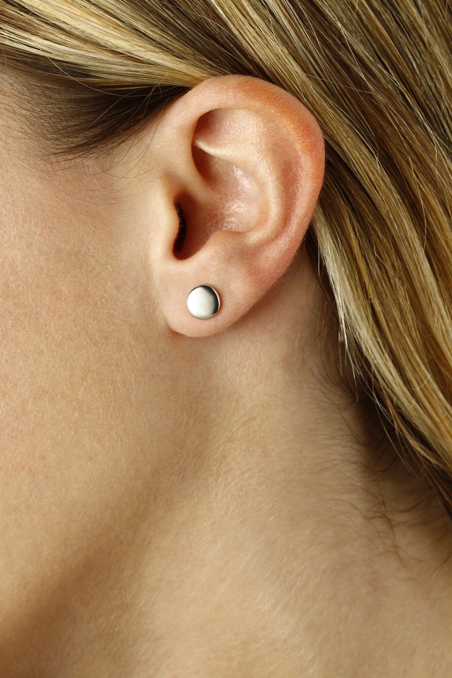 Sterling Silver 8mm Flat Round Stud Earrings (5169662066732)