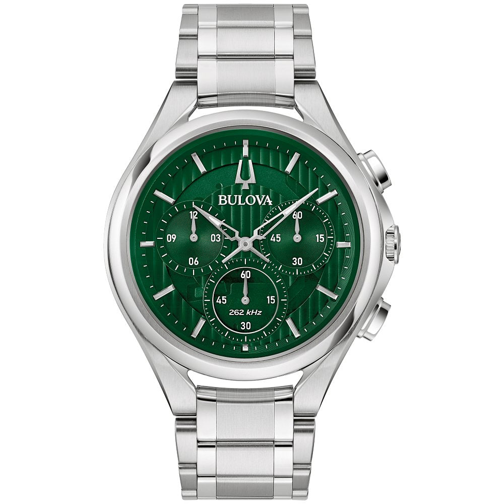 Bulova Silver-Tone Stainless Steel Luxury Curv Curv Dress Mens Watch (042429593015) 96A297