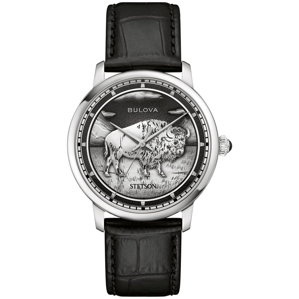 Bulova Silver-Tone Stainless Steel Dress/Classic Hudson Stetson Mens Watch (042429607224) 96A333