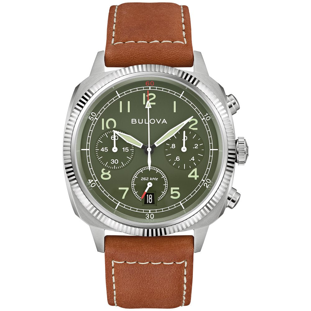 Bulova Silver-Tone Stainless Steel Performance Military VWI Chrono Mens Watch (042429607576) 96B482