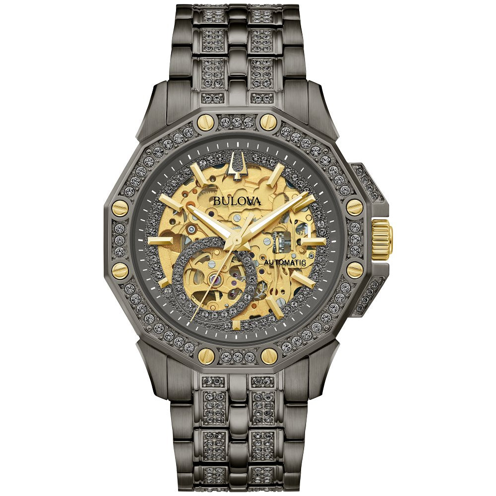 Bulova Gray Stainless Steel Dress/Classic Crystal Octava Mens Watch (042429589322) 98A293