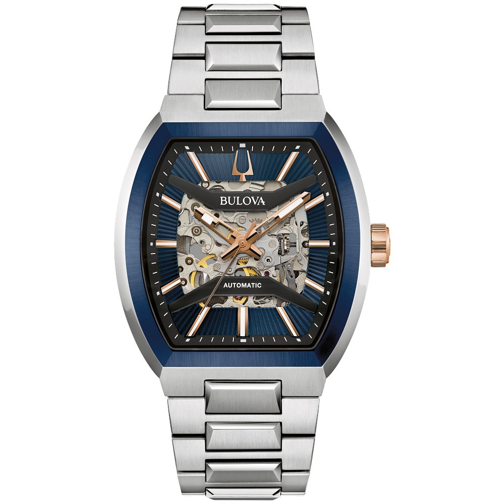 Bulova Silver-Tone Stainless Steel Performance Maquina Skeleton Automatic Mens Watch (042429603646) 98A319