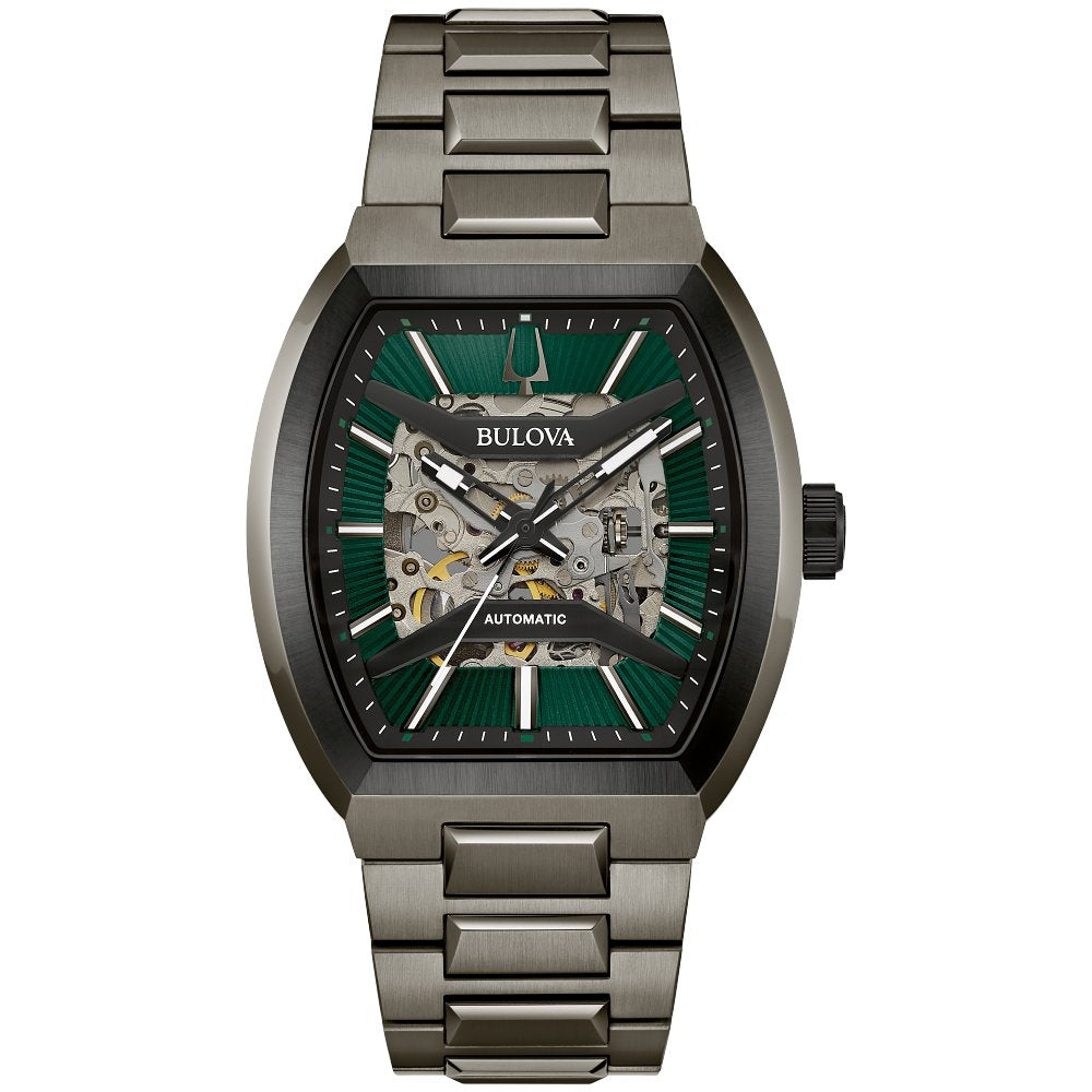 Bulova Gray Stainless Steel Performance Maquina Skeleton Automatic Mens Watch (042429603660) 98A321