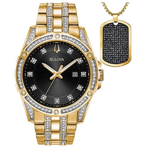 Bulova Dress/Classic Crystal Mens Watch Stainless Steel (8077823344870) (10220874072257)
