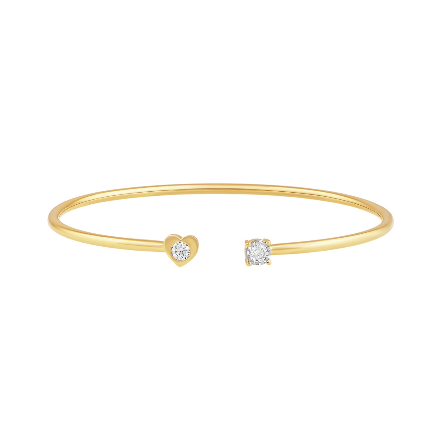 NAVI-STERLING SILVER AND 14KT YELLOW GOLD PLATED LAB GROWN DIAMOND HEART CUFF BRACELET WITH 2RD LAB GROWN DIAMONDS APPROX. 1/4CTW GH/SI 6.5"