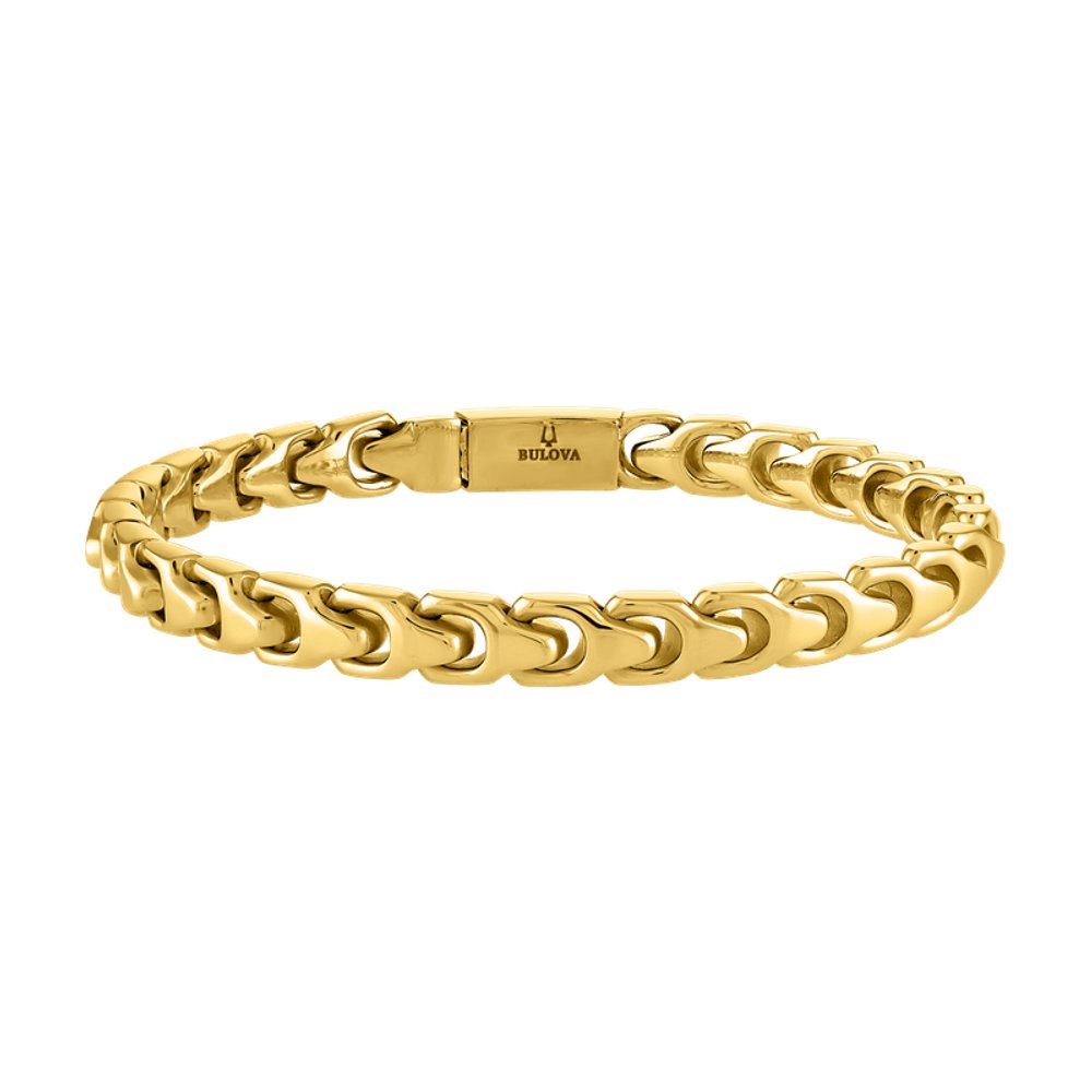 Yellow Steel Bulova Link™ Collection Mens Bracelet (042429595309) BVB1081-GSTNA8