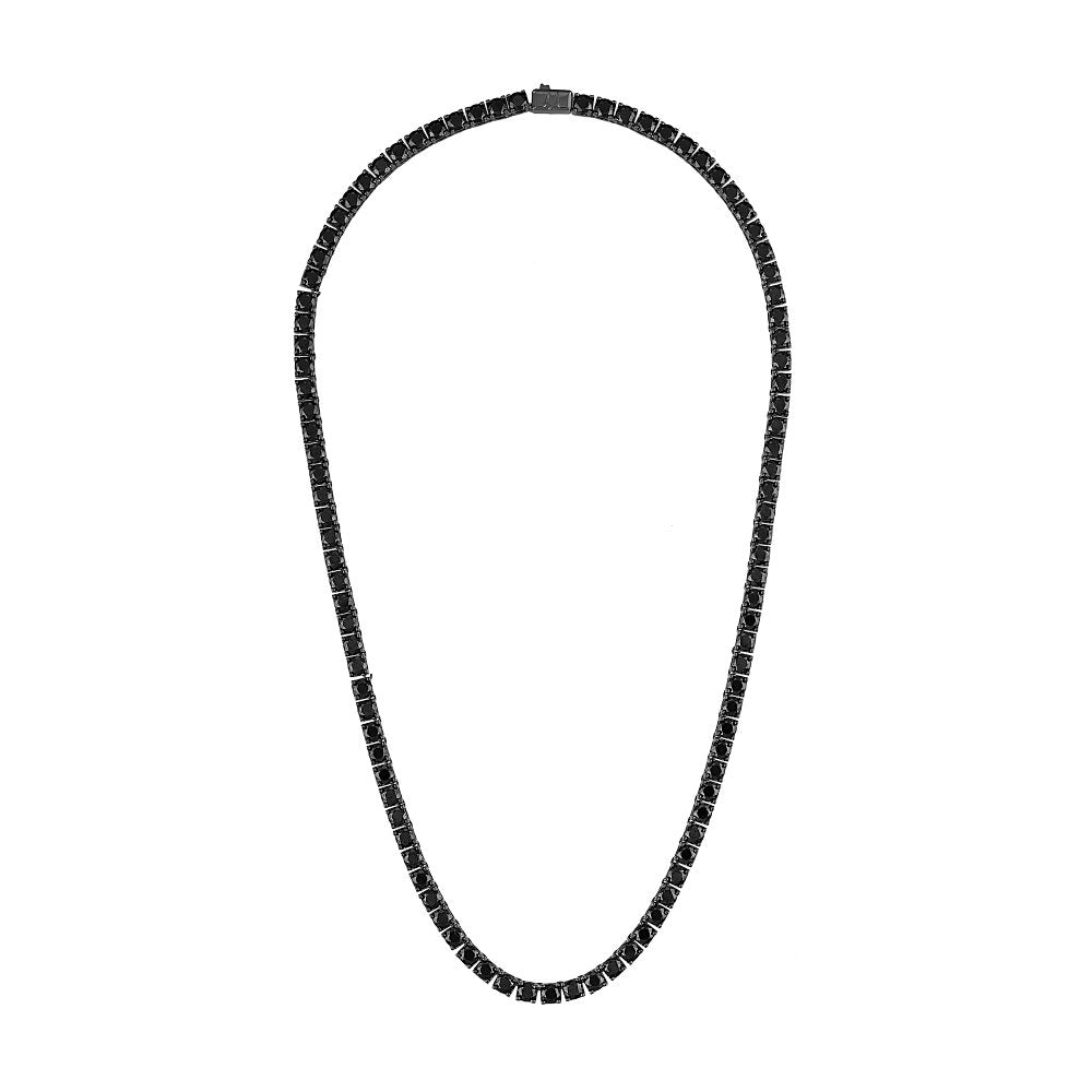 Black Sterling Silver Icon Collection Mens Necklace (042429595927) BVC1021-BKSBSP