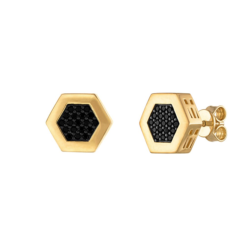 Yellow Sterling Silver Icon Collection Mens Earring (042429595767) BVE1002-GSBSP