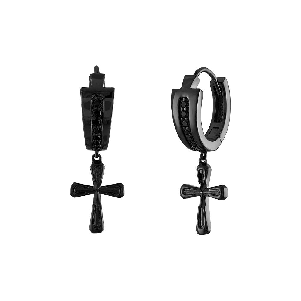 Black Sterling Silver Icon Collection Mens Earring (042429595774) BVE1005-GMSAA
