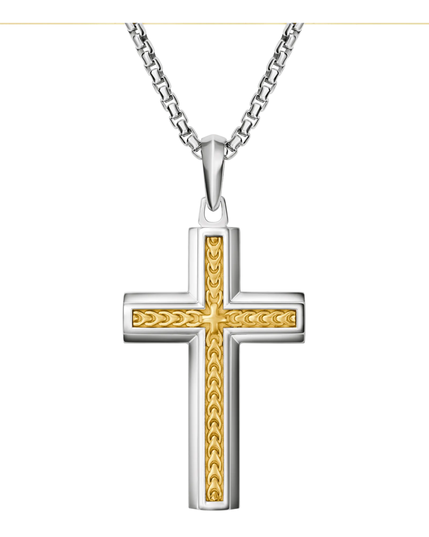 Two-tone Sterling Silver 925 & 14K yellow gold plated Bulova Link™ Collection Mens Pendant