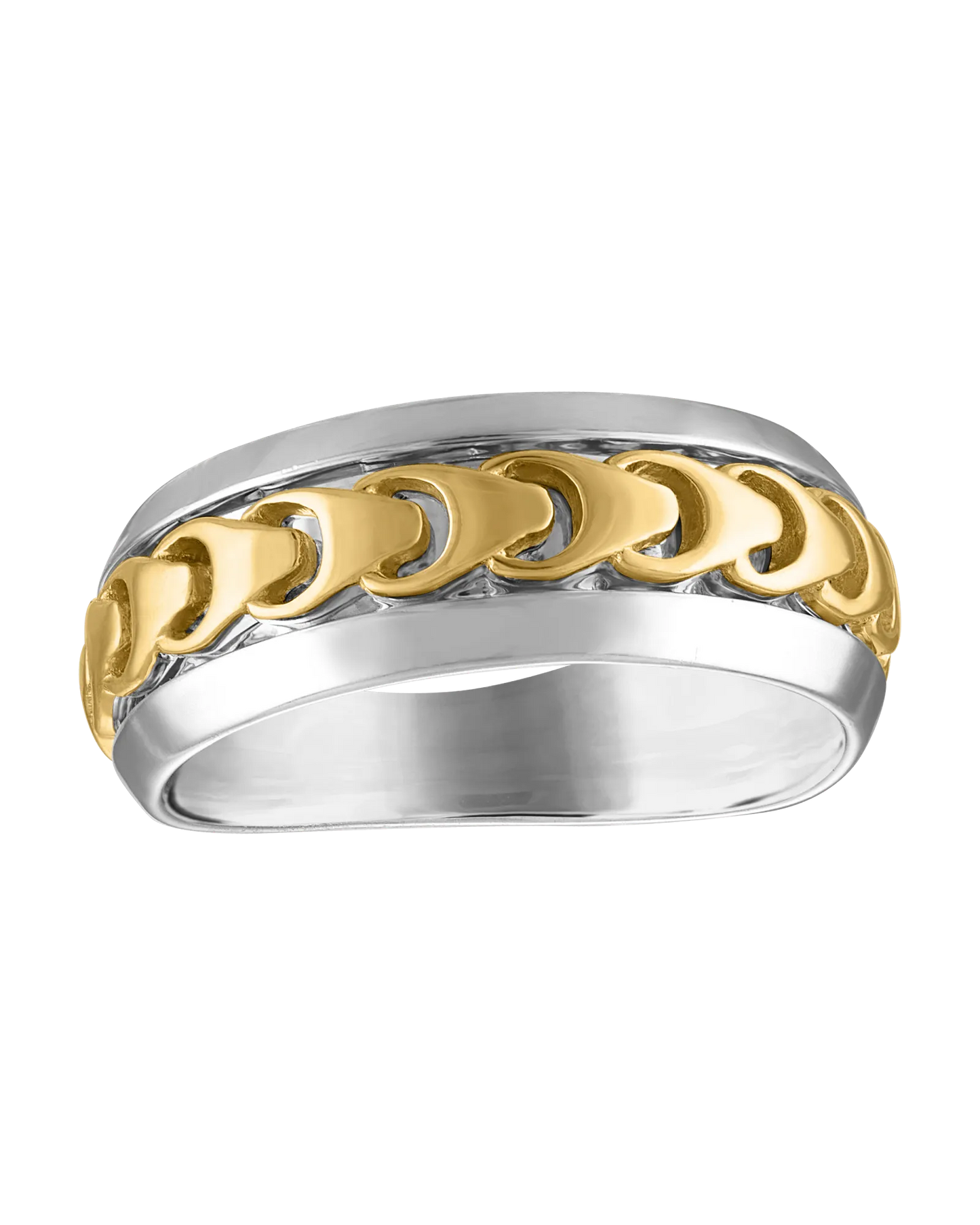 Two-tone Sterling Silver 925 & 14K yellow gold plated Bulova Link™ Collection Mens Ring