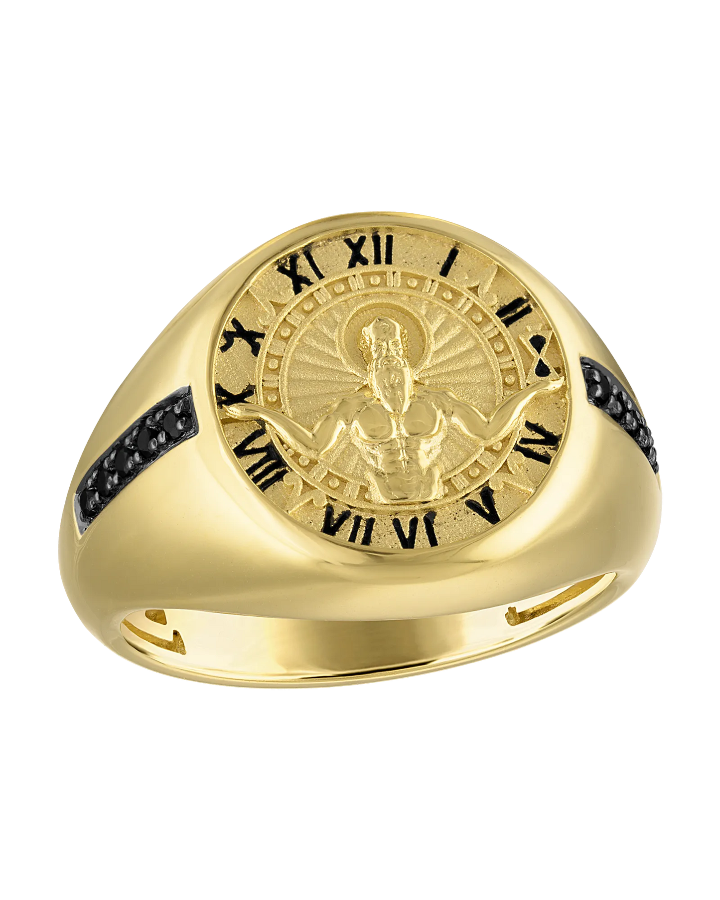 Yellow 14K Yellow Gold Plated Sterling Silver Chronos Collection Mens Ring