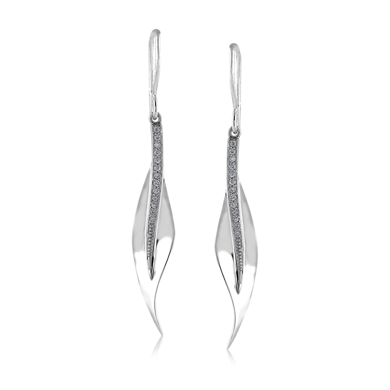 Diamond Leaf Design Earrings (10590983717057)