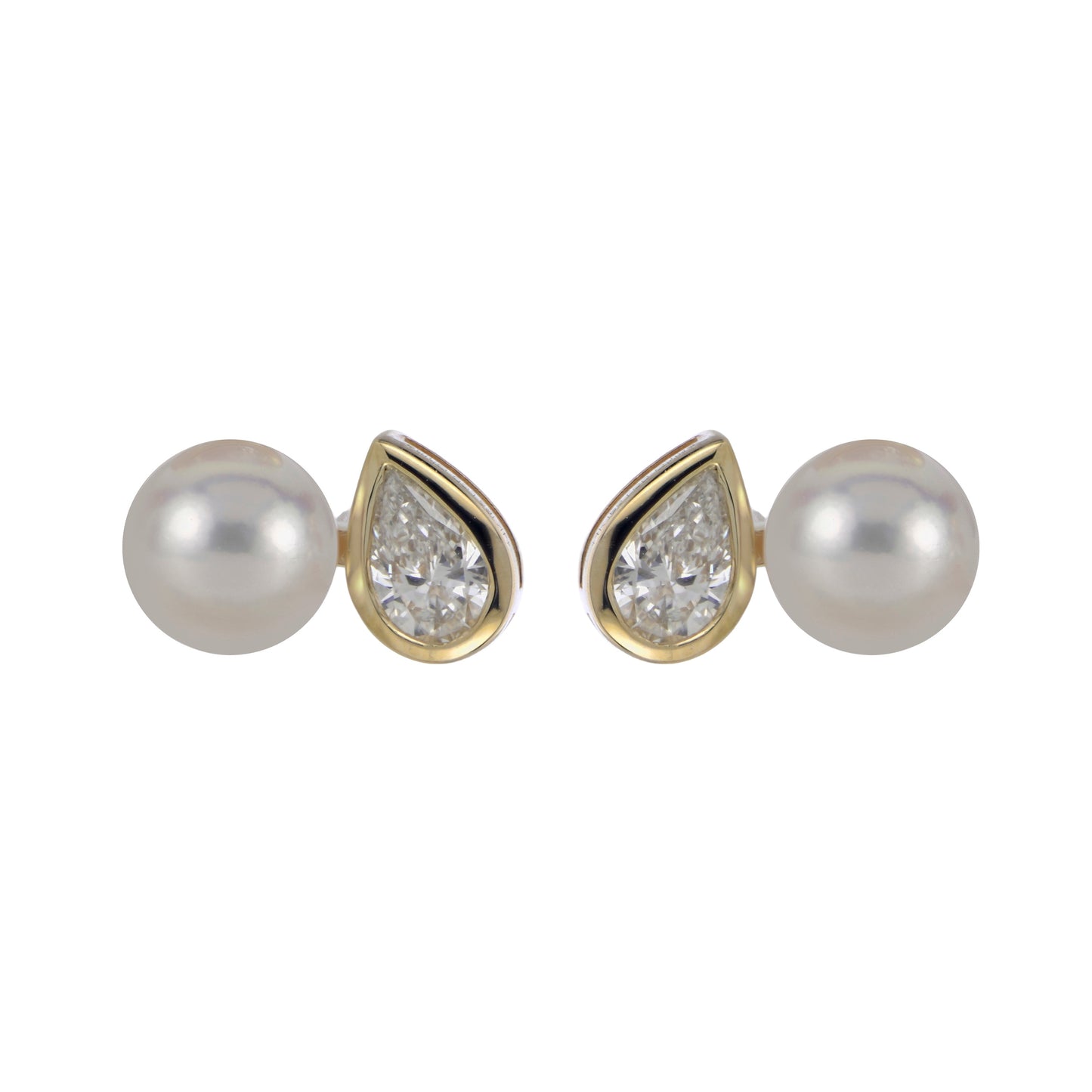 Akoya Pearl & Lab-Grown Diamond Bezel Earrings