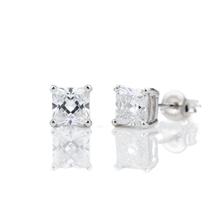 Princess Cut Diamond Stud Earrings Approx. 2.00cttw