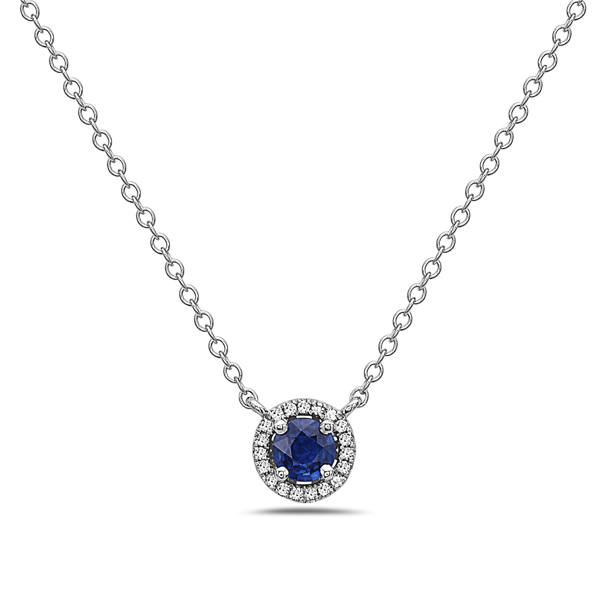 Sapphire And Diamond Halo Necklace (8073429287142)