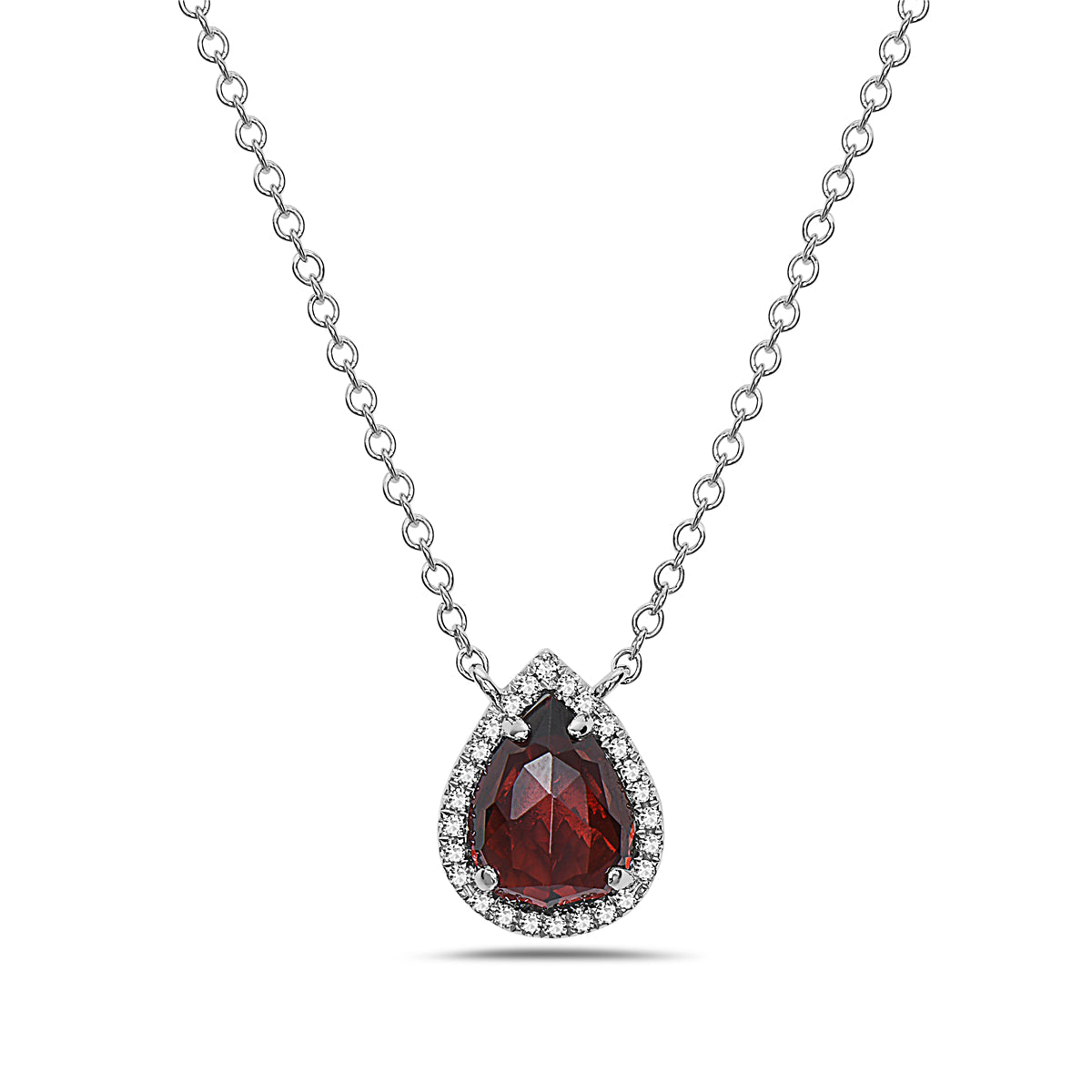 Garnet And Diamond Halo Necklace (8073430073574) (10220889243841)