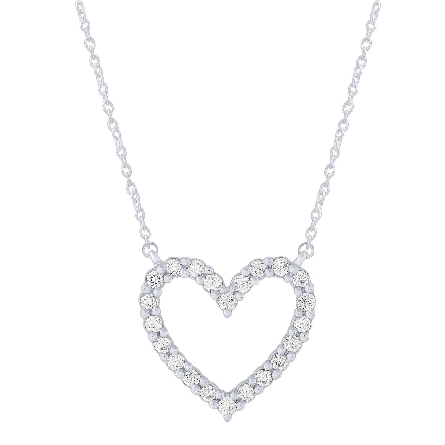Sterling Silver 0.16Ctw Diamond Heart Necklace (6738323636379) (10220949209281)