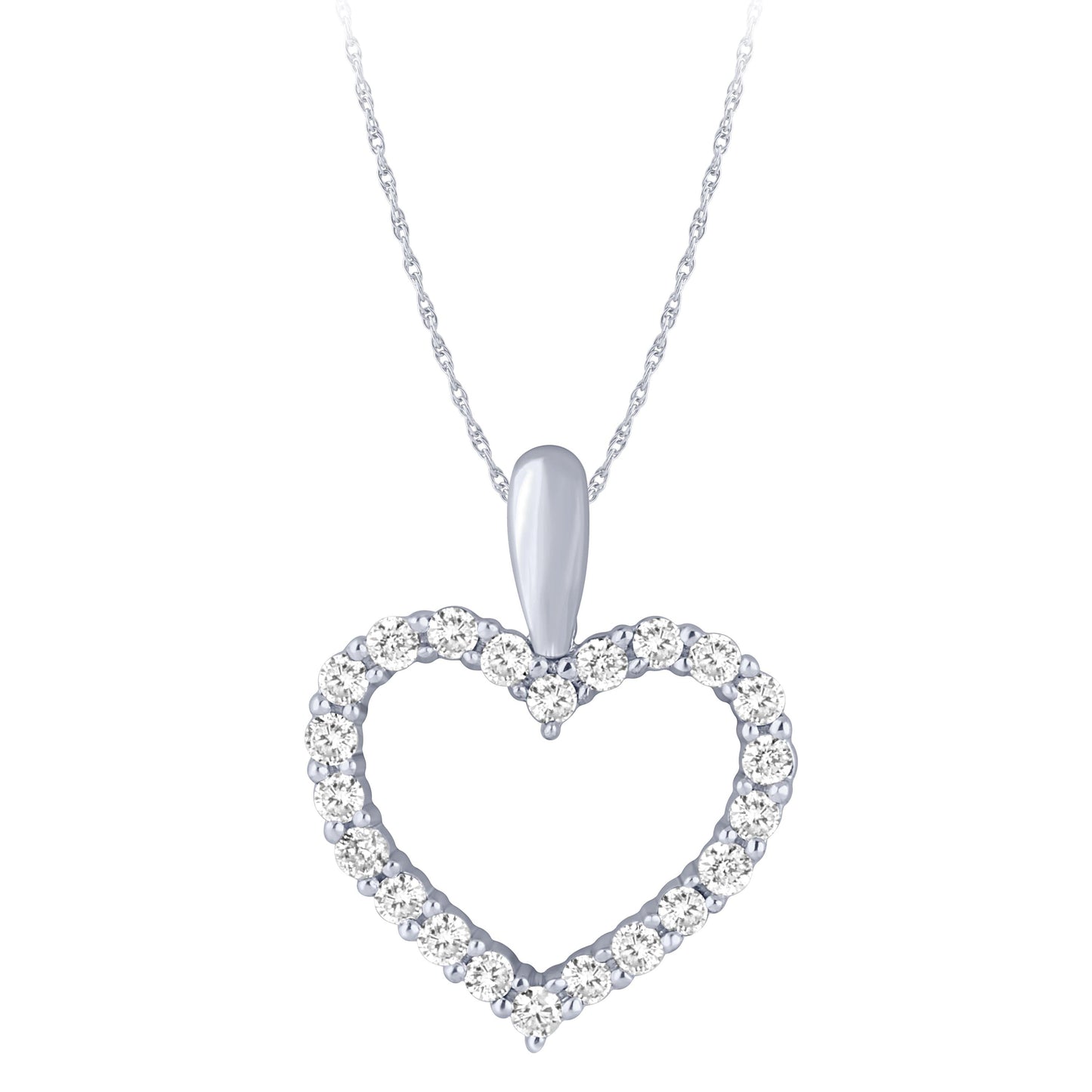 Sterling Silver 1/4Ctw Dia Heart Outline Pendant (6738326782107) (10220946620609)