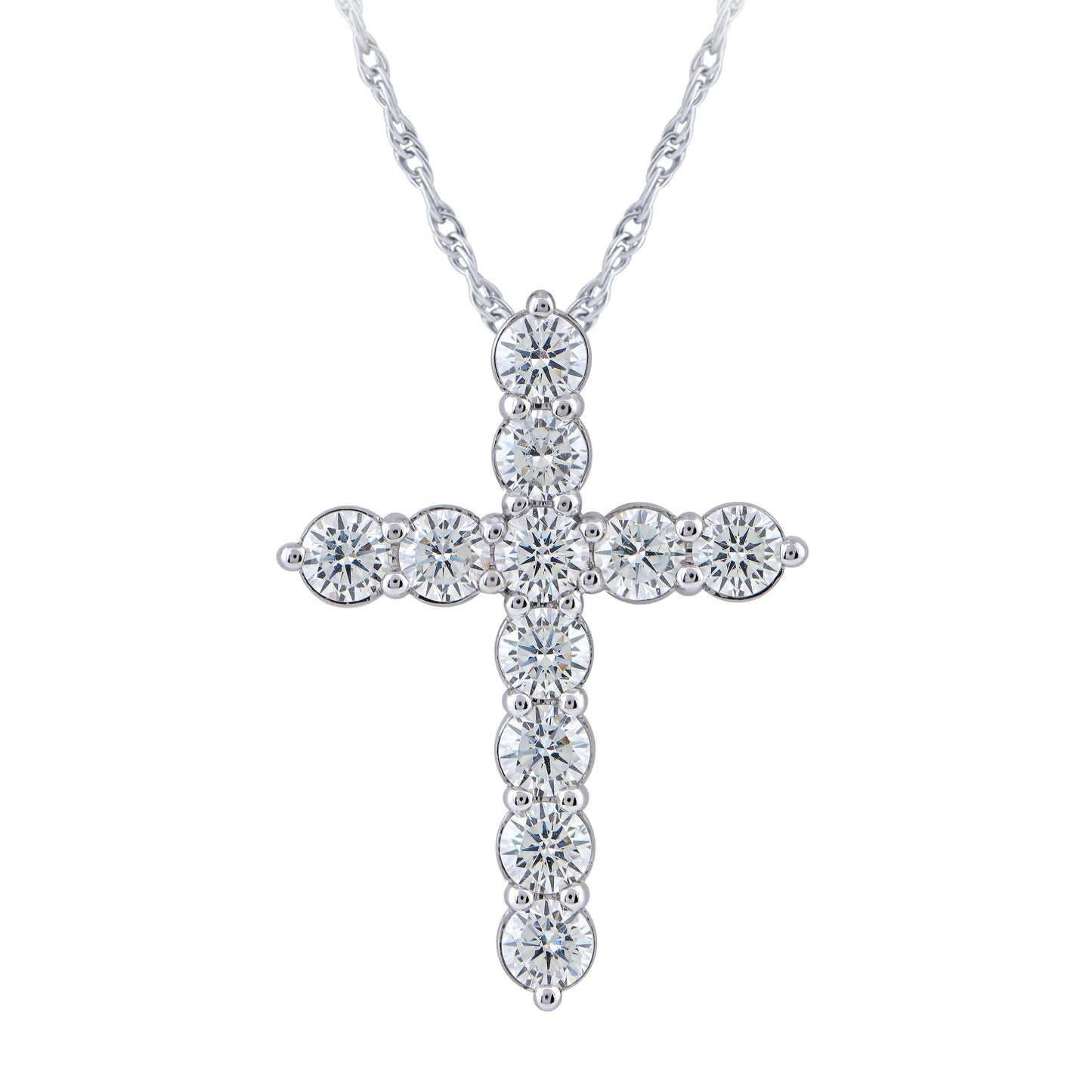 NAVI-STERLING SILVER LAB GROWN DIAMOND CROSS WITH 11RD LAB GROWN DIAMONDS APPROX. 1CTW GH/SI 18"