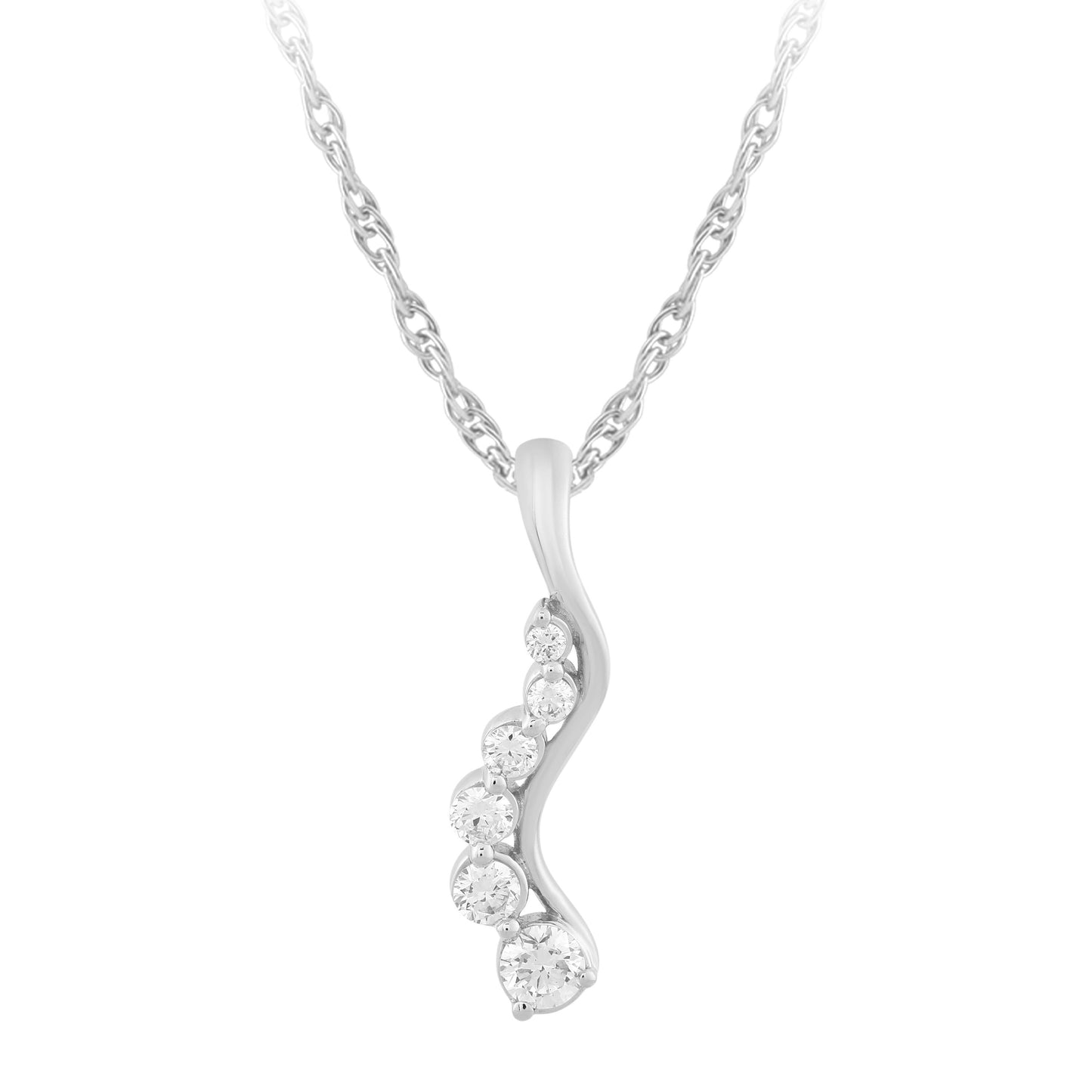 NAVI-STERLING SILVER LAB GROWN DIAMOND VERTICAL PENDANT WITH 6RD LAB GROWN DIAMONDS APPROX. 1/4CTW GH/SI 18"
