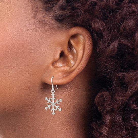 Sterling Silver Snowflake Dangle Earrings (8388991811814) (10220840124609)
