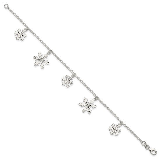 Sterling Silver Snowflake Charm Bracelet (8388992499942) (10220839928001)