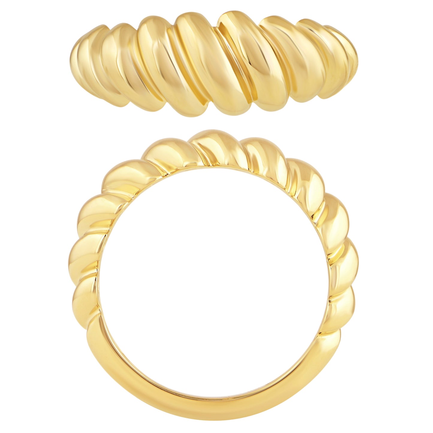 NAVI-STERLING SILVER AND 14KT YELLOW GOLD PLATED DOMED CROISSANT RING