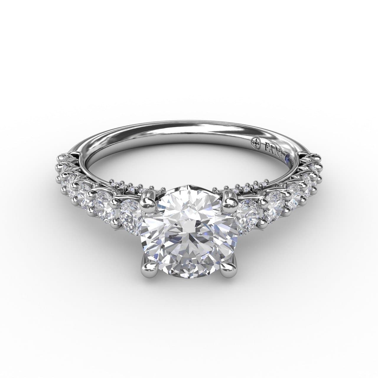 Contemporary Diamond Solitaire Engagement Ring With Openwork Diamond Band (5552771694747)