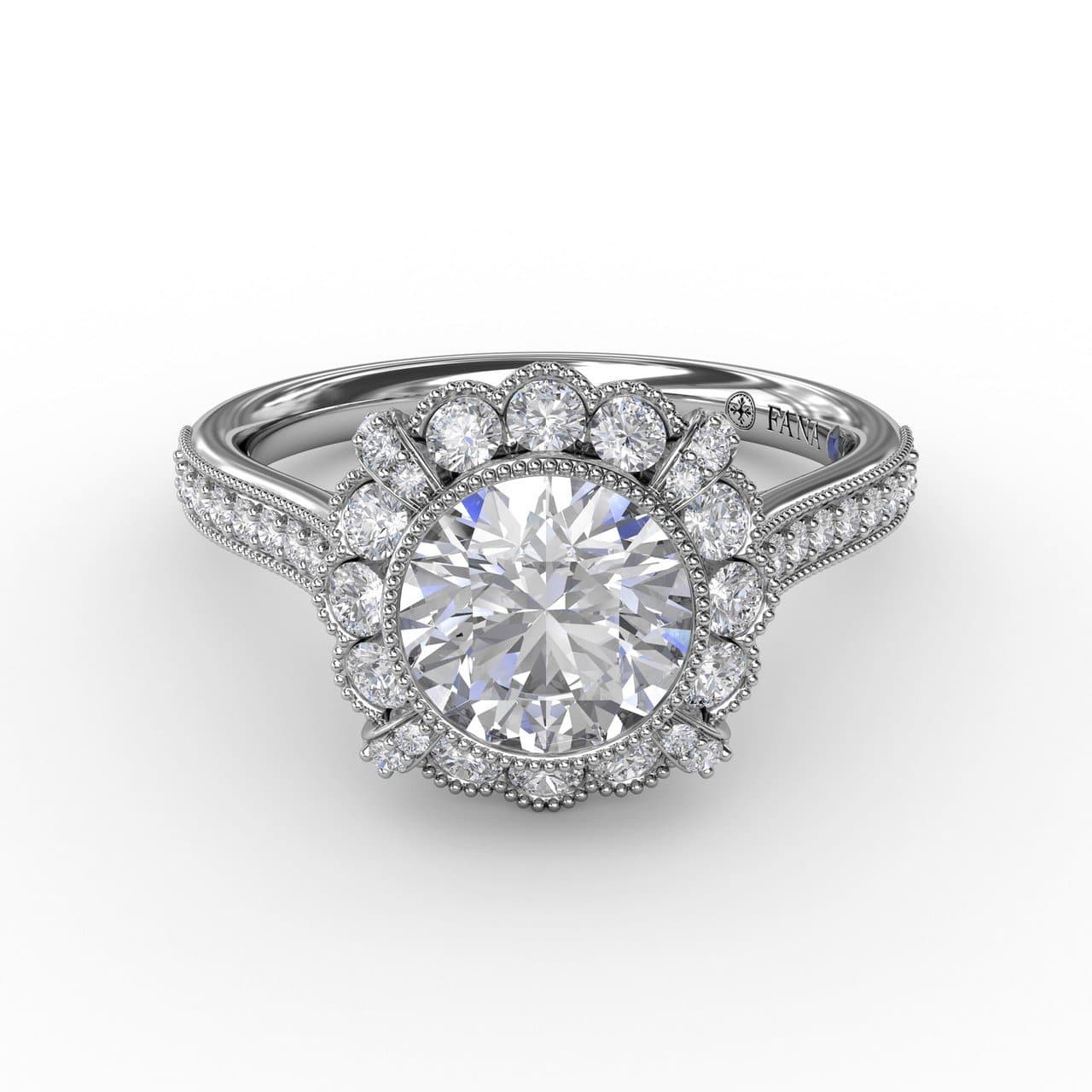 Vintage Scalloped Halo Engagement Ring With Milgrain Details (5552771989659)