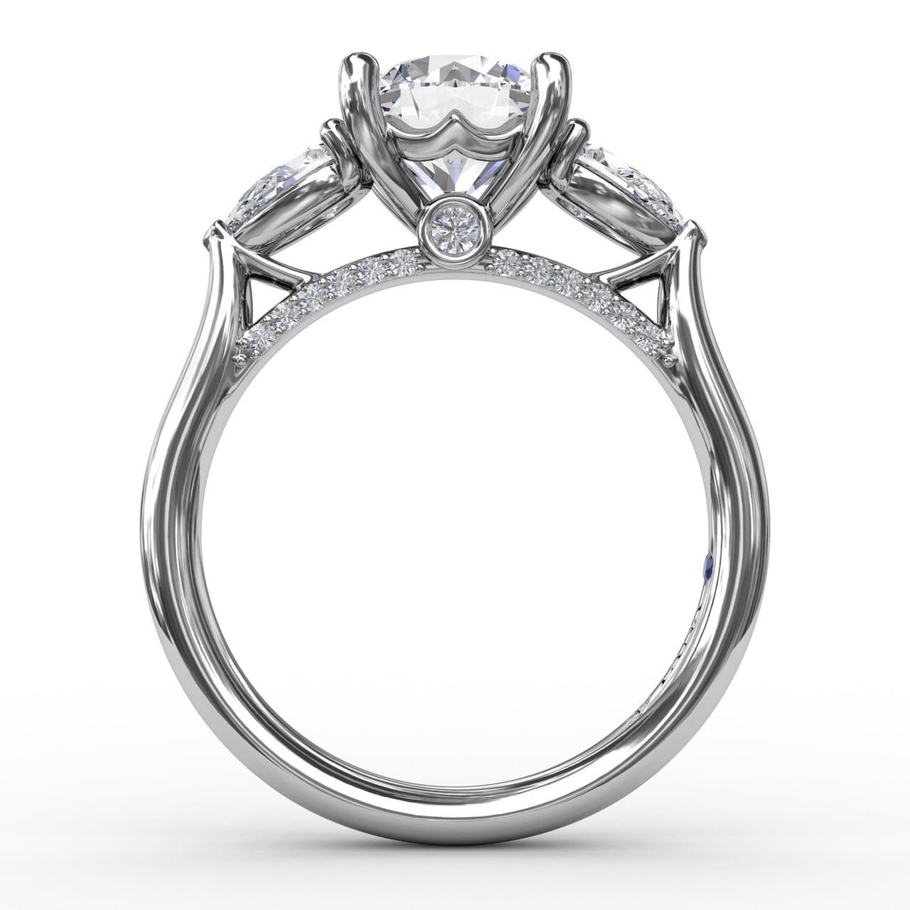 Classic Three-Stone Engagement Ring With Pear-Shape Side Diamonds (5552773300379) (10221022347457)