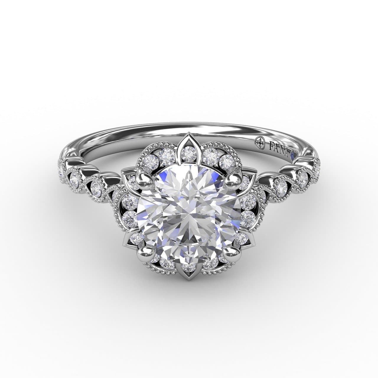 Round Diamond Engagement With Floral Halo and Milgrain Details (5552776741019) (10221019300033)