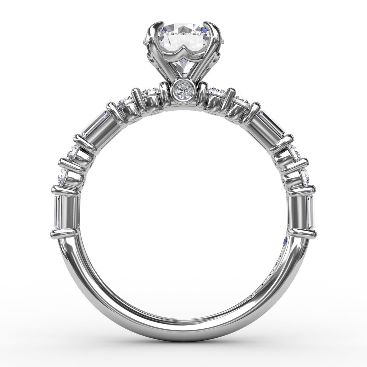Contemporary Diamond Solitaire Engagement Ring With Baguettes and Round Diamond Accents (5552777167003) (10221018808513)