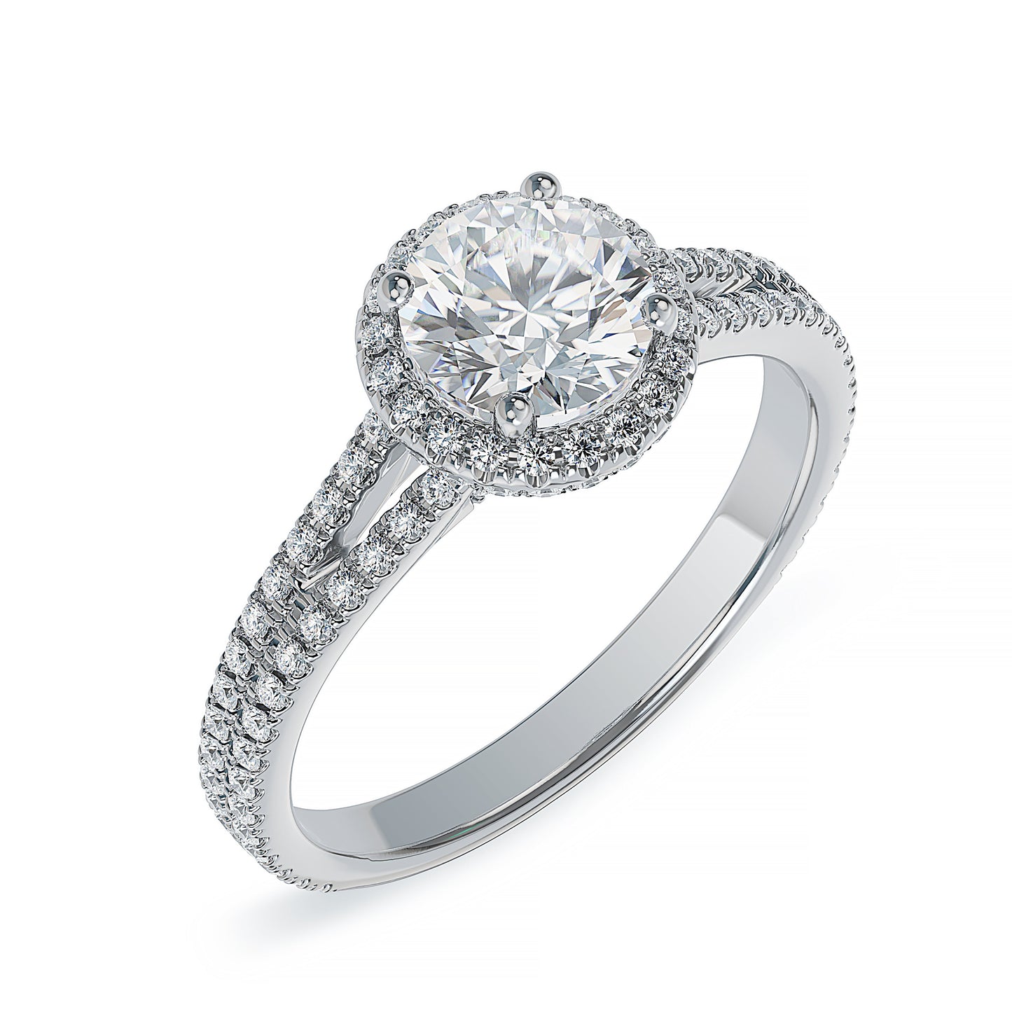Lab Grown Diamond Halo Engagement Ring (8055183278310) (10220917227713)