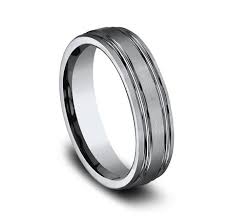 6mm Grey Titanium Satin Finish Grooved Wedding Band (9039385788646) (10800541630657)