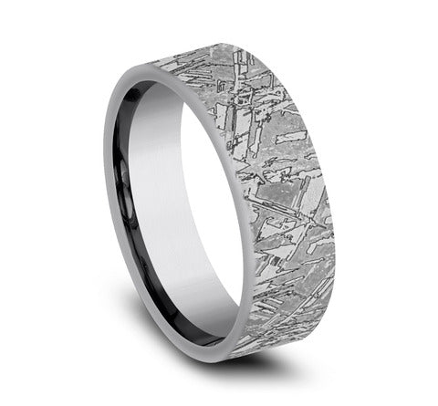 7mm Grey Tantalum Faux Meteorite Finish Wedding Band (9039387033830) (10800540483777)