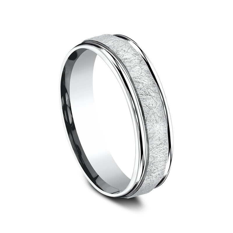 6.5mm Grey Cobalt Swirl Finish Round Edge Wedding Band (9039386607846) (10800540909761)