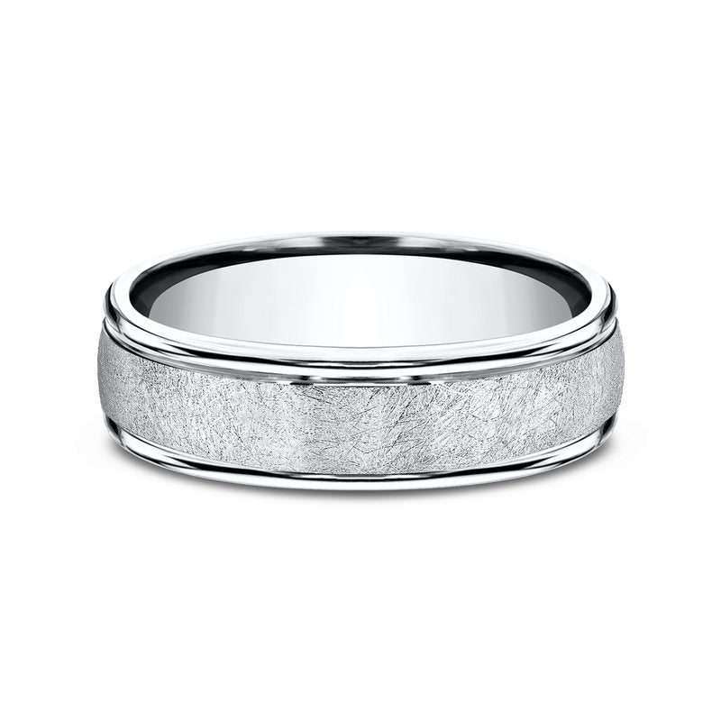 6.5mm Grey Cobalt Swirl Finish Round Edge Wedding Band (9039386607846) (10800540909761)