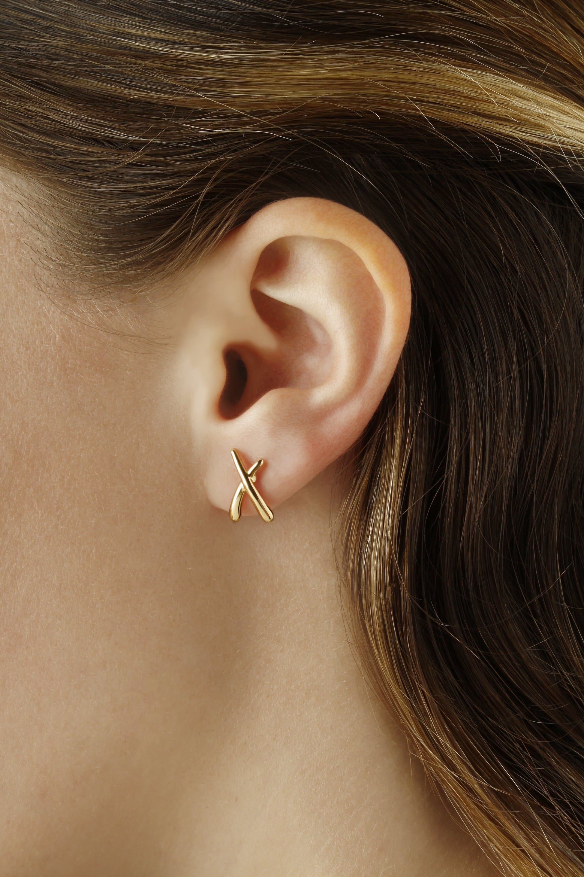 14K Yellow Gold Ex-Sm. "X" Earrings (5169652564012)
