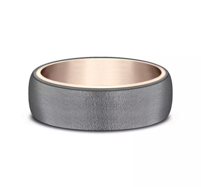 6.5mm Dark Tantalum and 14K Rose Gold Satin Finish Wedding Band (9039387984102) (10800539533505)