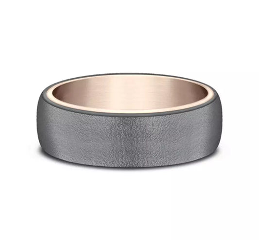 6.5mm Dark Tantalum and 14K Rose Gold Satin Finish Wedding Band (9039387984102) (10800539533505)