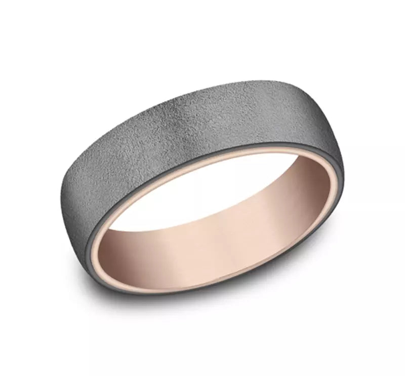 6.5mm Dark Tantalum and 14K Rose Gold Satin Finish Wedding Band (9039387984102) (10800539533505)
