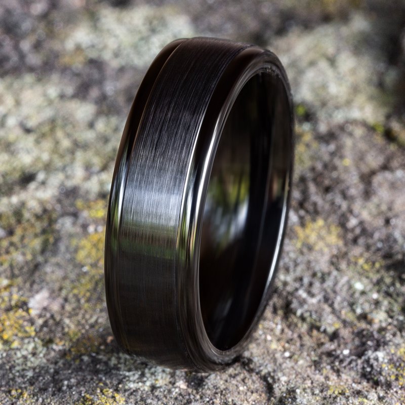 6mm Black Titanium Satin Finish Round Edge Wedding Band (9039386509542) (10800541008065)