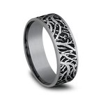 7.5mm Grey Tantalum and 14K White Gold Tree Branch Pattern Wedding Band (9039387885798) (10800539599041)