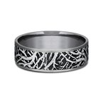7.5mm Grey Tantalum and 14K White Gold Tree Branch Pattern Wedding Band (9039387885798) (10800539599041)