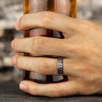 7.5mm Grey Tantalum and 14K White Gold Tree Branch Pattern Wedding Band (9039387885798) (10800539599041)