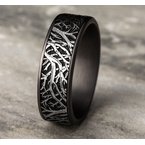 7.5mm Grey Tantalum and 14K White Gold Tree Branch Pattern Wedding Band (9039387885798) (10800539599041)